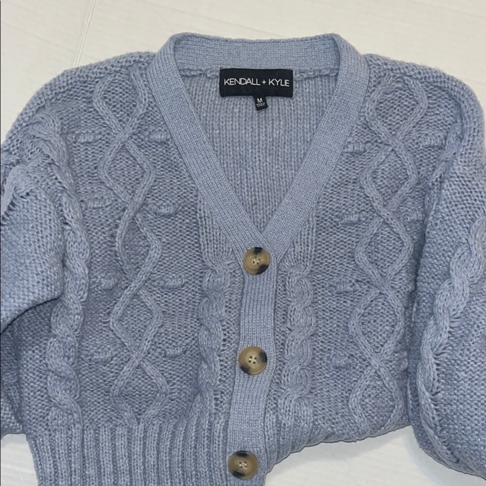 Kendall & Kylie blue cardigan Cable Knit Sweater